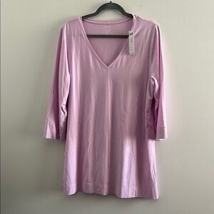 Chico’s, Woman’s Plus Size 2 Pink Tunic V-Neck 3/4 Sleeve Top